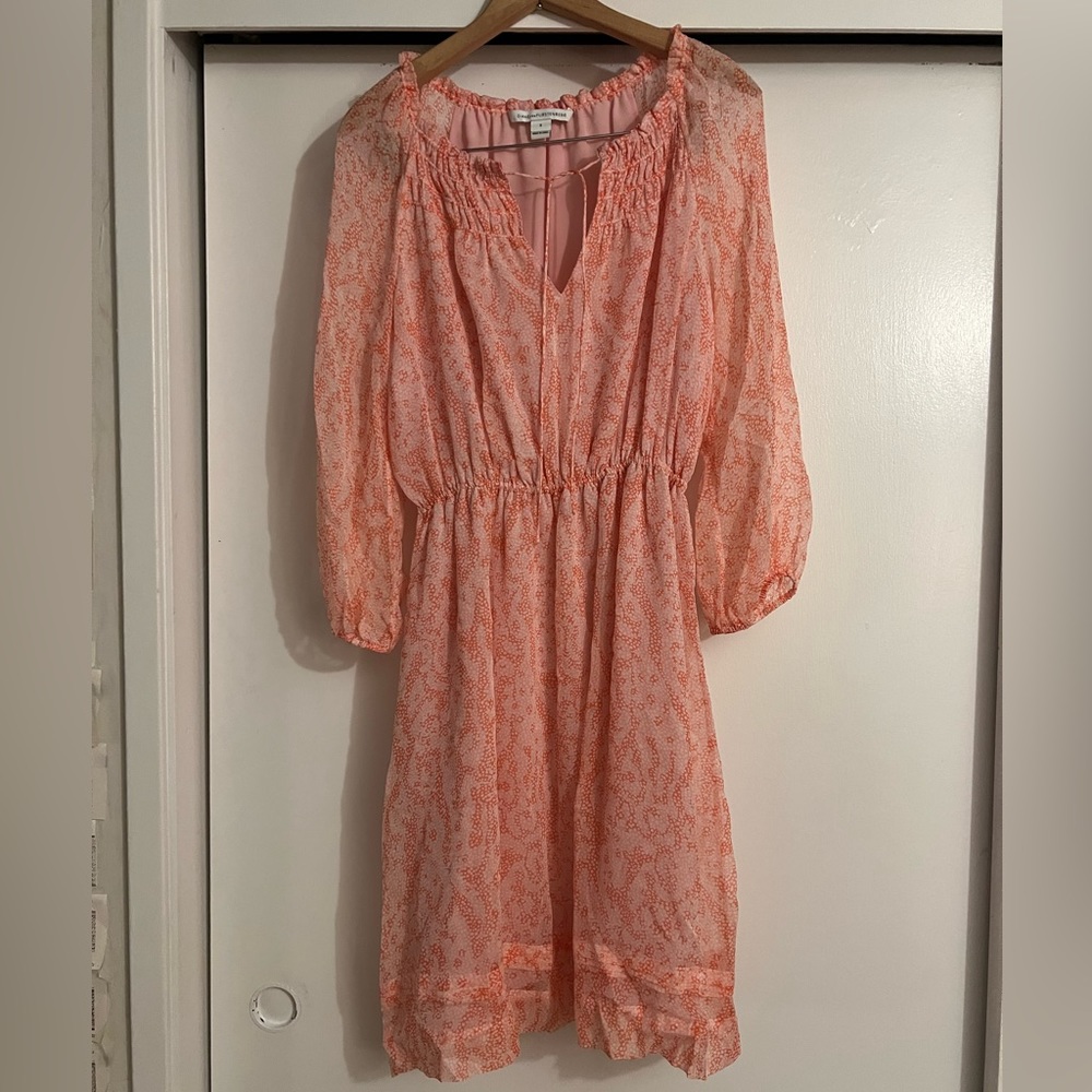 Diane Von Furstenburg women’s long sleeve, orange/pink dress